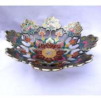 Hand Crafted Metal Brass Fruit Bowl Minakari Work, Bowl Serving, Perfect gift