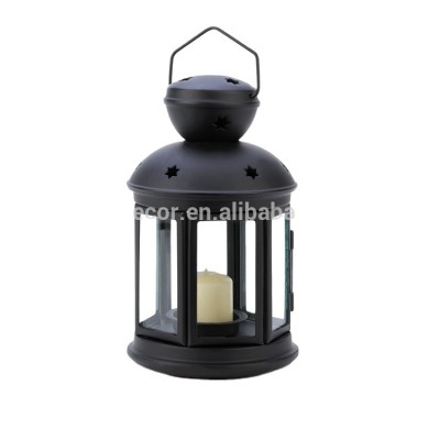 Hot Sale Black Color Metal Star Style garden antique decorative candle lanterns