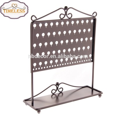 Factory Directly Metal Tree Counter Earring Storage Rack Jewelry Organizer With Tray