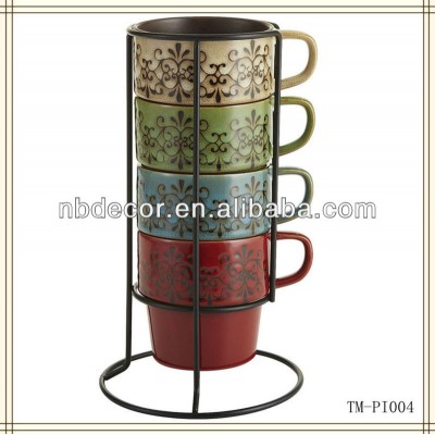 Hot Sale Metal Scroll Stacking Mugs