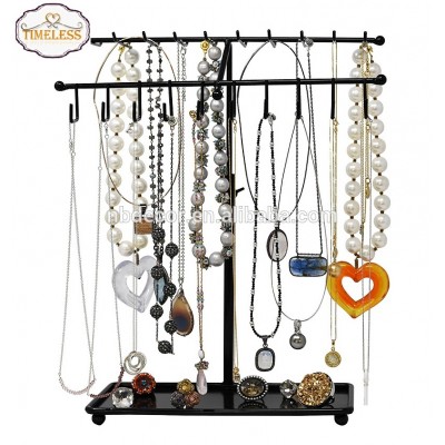 Factory Directly Adjustable Height Black Metal Jewelry Organizer Display Rack