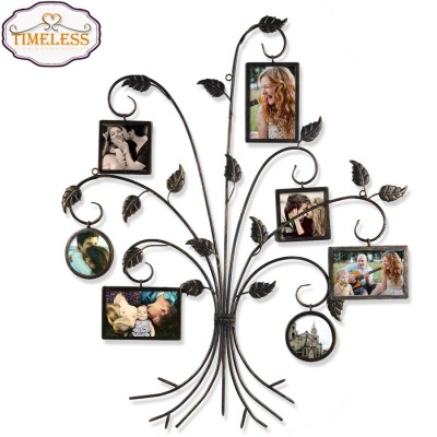 Factory Directly Metal Tree Photo Picture Frame with 7 openings