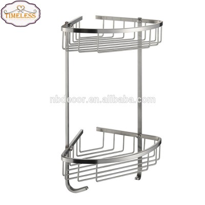 Factory Directly 2 Tier Triangular Wall Mount Stainless Steel Shower Caddy Basket