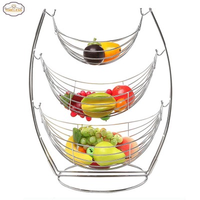 Hot sale chrome metal wire banana hanger fruit bowl